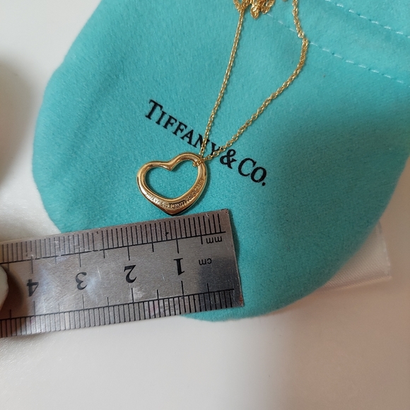 🟢Tiffany & Co🟢 Elsa Peretti Open Heart Pendant Necklace 18K Yellow Gold - Picture 13 of 16